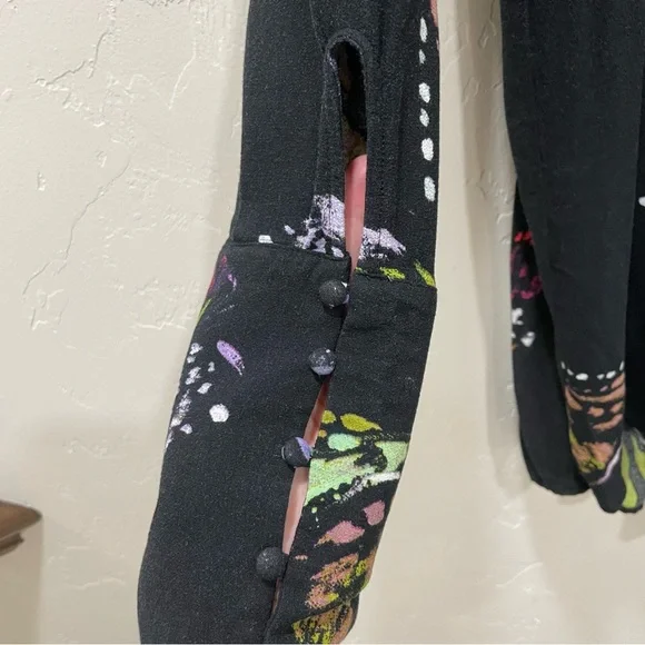 Free People Medium Field of Butterflies Tunic Dress Top High Low Black - Picture 10 of 16